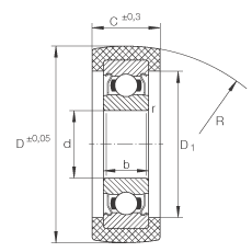 滾輪 KLRU12X47X20-2Z, 帶塑料箍,兩側密封 滾輪 KLRU12X47X20-2Z, 帶塑料箍,兩側密封