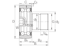 螺栓型滾輪 KR5206-2RS, 雙列，兩側唇密封