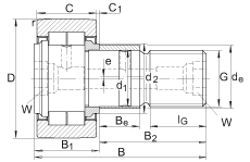 螺栓型滾輪 NUKRE47, 軸向引導,滿裝圓柱滾子,帶偏心擋圈,兩側迷宮密封 螺栓型滾輪 NUKRE47, 軸向引導,滿裝圓柱滾子,帶偏心擋圈,兩側迷宮密封