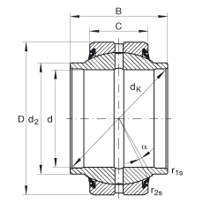 關節軸承 GE25-HO-2RS, 根據 DIN ISO 12 240-1 標準, 需維護，兩側唇密封