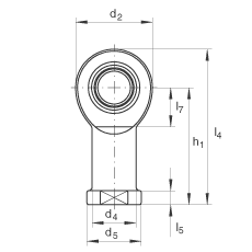 桿端軸承 GIR70-UK-2RS, 根據(jù) DIN ISO 12 240-4 標準，帶右旋內螺紋，免維護，兩側唇密封