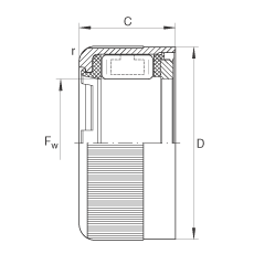 沖壓外圈滾柱離合器 HFL0806-KF-R, 滑動或滾動軸承布置，塑料彈簧，外圈滾花
