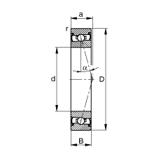 主軸軸承 HSS71900-C-T-P4S, 調節，成對安裝，接觸角 α = 15°，兩側唇密封，非接觸，加嚴公差