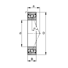 主軸軸承 HSS71900-E-T-P4S, 調節，成對安裝，接觸角 α = 25°，兩側唇密封，非接觸，限制公差