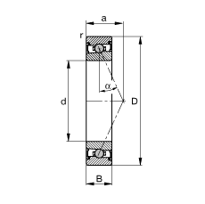 主軸軸承 HCS71911-E-T-P4S, 調(diào)節(jié)，成對或單元安裝，接觸角 α = 25°，兩側(cè)唇密封，非接觸，限制公差