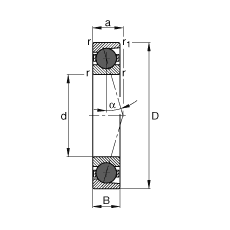 主軸軸承 HCB7224-C-T-P4S, 調(diào)節(jié)，成對或單元安裝，接觸角 α = 15°，陶瓷球，限制公差