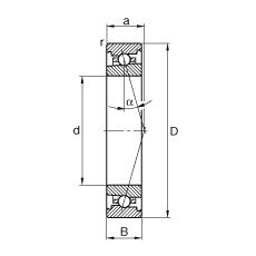 主軸軸承 HS7000-C-T-P4S, 調(diào)節(jié)，成對(duì)安裝，接觸角 α = 15°，限制公差