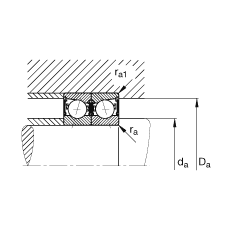 主軸軸承 B7021-E-2RSD-T-P4S, 調(diào)節(jié)，成對安裝，接觸角 α = 25°，兩側(cè)唇密封，非接觸，限制公差